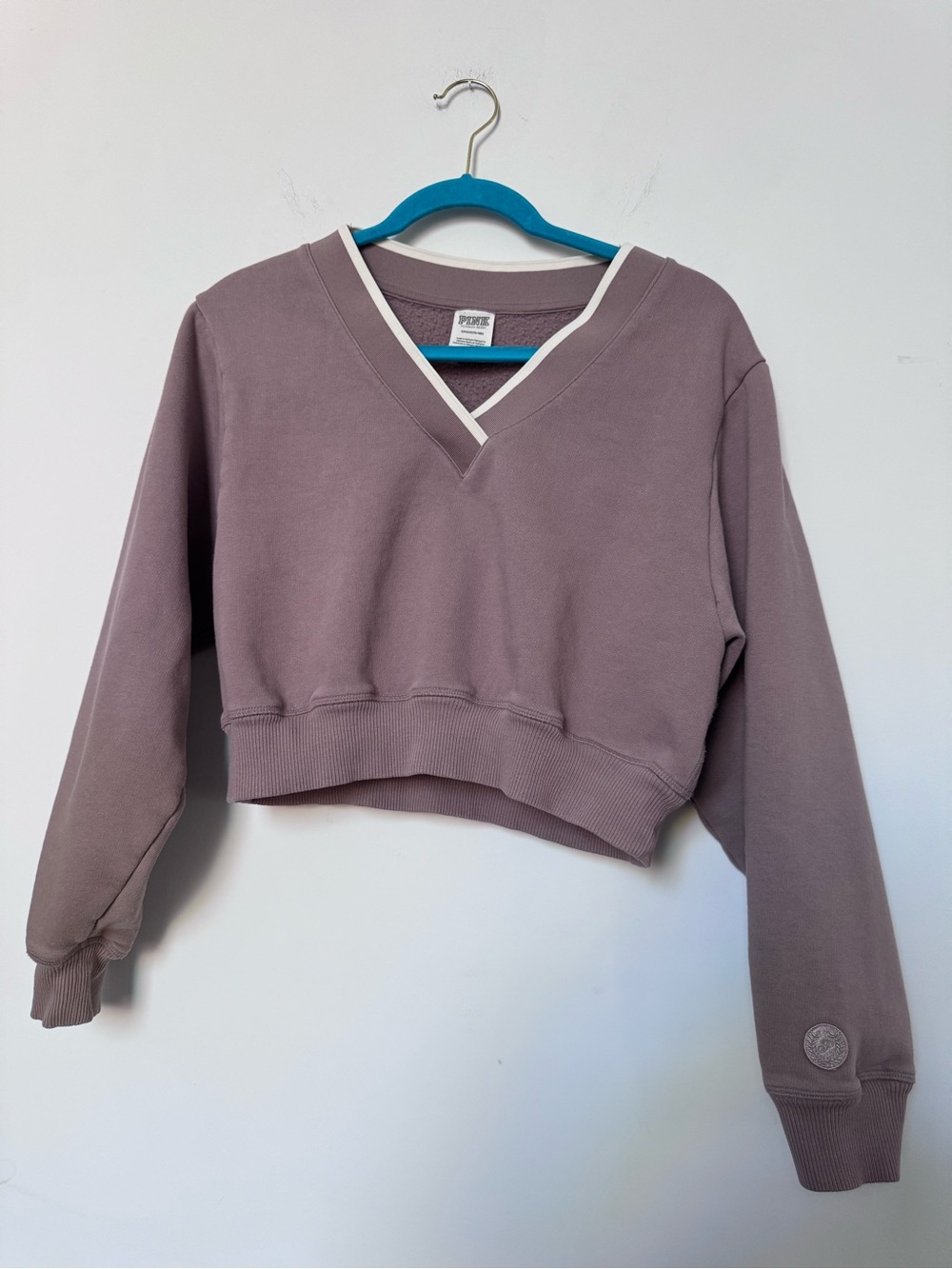 Victoria’s Secret PINK Cropped Sporty Sweatshirt in Dusty Mauve